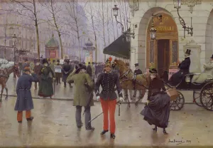 The Boulevard des Capucines and the Vaudeville Theatre, 1889 (oil on panel) The Boulevard des Capucines and the Vaudeville Theatre, 1889 (oil on panel)