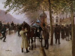 The Boulevards, Evening in Front of the Cafe Napolitain, late 19th century (oil The Boulevards, Evening in Front of the Cafe Napolitain, late 19th century (oil