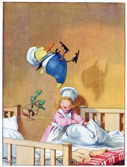 They bounced about on the springs, illustration from Josephine Keeps House, published by Blackie & Co