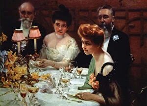 Freetime Gallery: A bourgeois dinner, c.1900 (print)