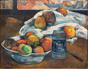 Lottocento Gallery: Bowl of Fruit and a Tankard before a Window, c.1890 (oil on canvas)