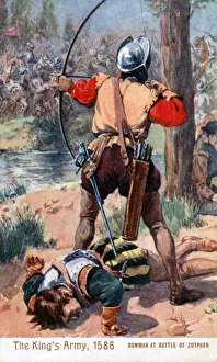 Corpses Gallery: Bowman at the Battle of Zutphen (colour litho)
