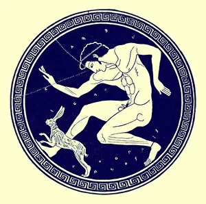 Boy and hare, illustration from Greek Vase Paintings by J. E. Harrison and D. S
