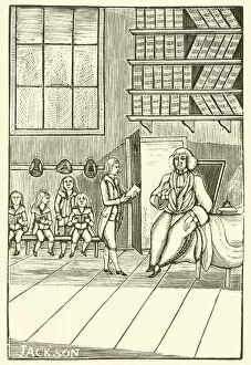 Boys and schoolmaster (engraving)