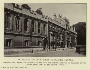 Central Library Gallery: Brasenose College from Radcliffe Square (b / w photo)