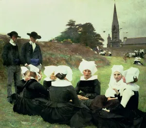 Breton Women Sitting at a Pardon (oil on canvas) Breton Women Sitting at a Pardon (oil on canvas)