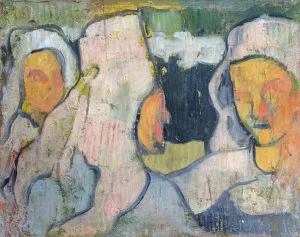 Three Breton Women in Widows Bonnets (oil on canvas) Three Breton Women in Widows Bonnets (oil on canvas)