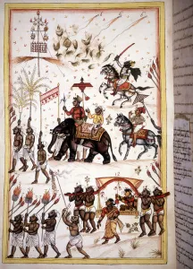 Bridal procession of high social class spouses - Page from the manuscript (ms Bridal procession of high social class spouses - Page from the manuscript (ms