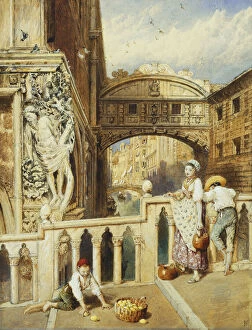 Images Dated 12th December 2011: The Bridge of Sighs, Venice, (pencil and watercolour heightened with white)