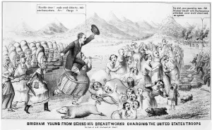Brigham Young from Behind his Breastworks Charging the United States Troops' Brigham Young from Behind his Breastworks Charging the United States Troops'