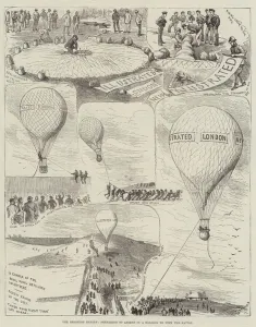 The Brighton Review, preparing to ascend in a Balloon to view the Battle (engraving) The Brighton Review, preparing to ascend in a Balloon to view the Battle (engraving)