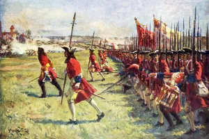 The British assault on the village of Blenheim (colour litho) The British assault on the village of Blenheim (colour litho)