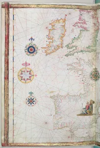 The British Isles and Iberia, detail from a world atlas, 1565 (vellum) The British Isles and Iberia, detail from a world atlas, 1565 (vellum)