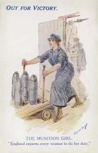 British munition girl, World War I, 1914-1918 (colour litho) British munition girl, World War I, 1914-1918 (colour litho)