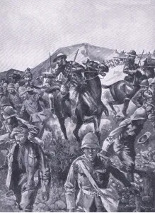 British prisoners interposed as a screen whilst the Boers removed a naval gun British prisoners interposed as a screen whilst the Boers removed a naval gun