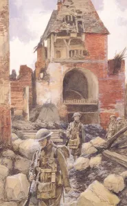 British Soldiers in the Ruins of Peronne, 1917 (w/c on paper) British Soldiers in the Ruins of Peronne, 1917 (w/c on paper)