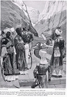 British taking possession of Aden, illustration from Hutchinson'