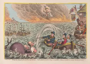 British Tars towing the Danish Fleet into Harbour: the Borad bottom Leviathan trying to British Tars towing the Danish Fleet into Harbour: the Borad bottom Leviathan trying to