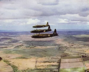 British Vickers Wellington bombers setting off on a daylight bombing raid on Germany British Vickers Wellington bombers setting off on a daylight bombing raid on Germany