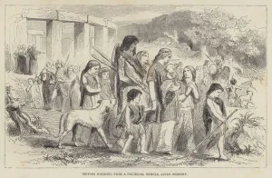 Britons retiring from a Druidical temple, after worship (engraving) Britons retiring from a Druidical temple, after worship (engraving)
