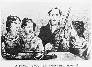 Images Dated 10th May 2006: The Bronte Family (engraving) (b&w photo)