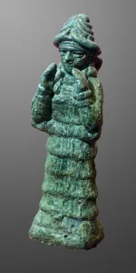 Bronze figurine of guardian goddess LAMA, Mesopotamia c.2035-1794 BC (bronze) Bronze figurine of guardian goddess LAMA, Mesopotamia c.2035-1794 BC (bronze)
