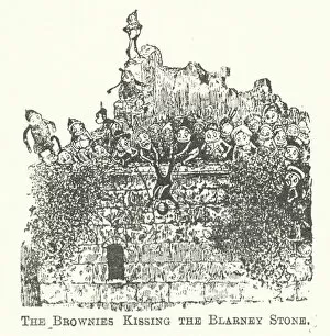 Blarney Collection: The Brownies Kissing the Blarney Stone (engraving)