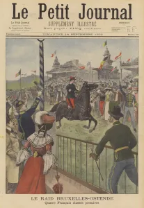 Brussels-Ostend long distance horse race (colour litho) Brussels-Ostend long distance horse race (colour litho)