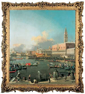 Gondoliers Gallery: The Bucintoro at the Molo, Venice, on Ascension Day (oil on canvas)