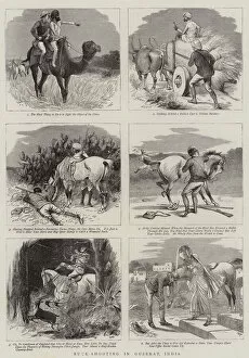 Buck-Shooting in Guzerat, India (engraving)