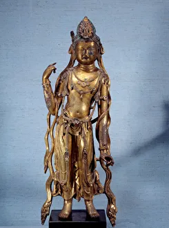 Buddhism: gilt bronze sculpture depicting the Bodhisattva Avalokitesvara (Guanyin) " Buddhism: gilt bronze sculpture depicting the Bodhisattva Avalokitesvara (Guanyin) "