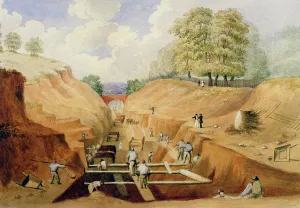 Building the Brighton Railway, 1840 (w/c on paper) Building the Brighton Railway, 1840 (w/c on paper)