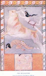 The Bull Baiters, illustration from Myths of Crete and Pre-Hellenic Europe pub The Bull Baiters, illustration from Myths of Crete and Pre-Hellenic Europe pub