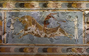 The bull leaping fresco. Found Knossos, 1600-1400 BC The bull leaping fresco. Found Knossos, 1600-1400 BC