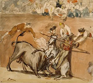 Painte Gallery: Bullfight, 1865 (watercolour over graphite)