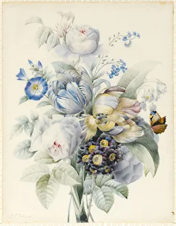 A Bunch of Flowers including Roses, Parrot Tulips, Forget-me-not, Snowflakes A Bunch of Flowers including Roses, Parrot Tulips, Forget-me-not, Snowflakes