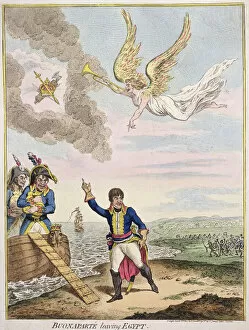 Gangplank Gallery: Buonaparte leaving Egypt, published by Hannah Humphrey in 1800 (hand-coloured etching)