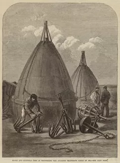 Buoys Gallery: Buoys and Grapnels used in recovering the Atlantic Telegraph Cable of 1865 (engraving)