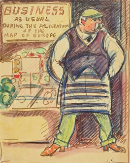 1914 1918 Gallery: Business as usual during the alterations of the Map of Europe, c.1915 (w/c on paper)