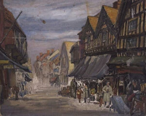 Britain Gallery: Butchers Row, Coventry, c.1930 (oil on canvas laid on board)