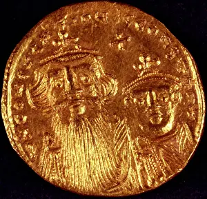 Byzantine coin with depiction of emperor (gold) Byzantine coin with depiction of emperor (gold)