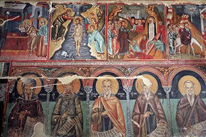 15th 15 Xv Xvth Fifteenth Century Gallery: The Byzantine Fresco from the 15th century Episodes of Jesus Christ's life (birth, Baptim)