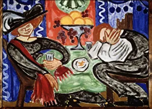 A un cafe. (In A Cafe). Peinture de Olga Vladimirovna Rozanova (1886-1918), huile sur toile, 1912-1913 A un cafe. (In A Cafe). Peinture de Olga Vladimirovna Rozanova (1886-1918), huile sur toile, 1912-1913