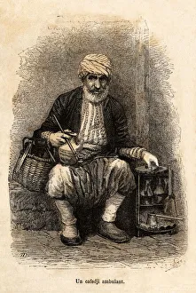 A cafe salesman (cafedji) traveling, in the bazaar of Trebizonde (present-day Trabzon A cafe salesman (cafedji) traveling, in the bazaar of Trebizonde (present-day Trabzon