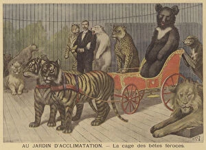 The cage of ferocious animals at the Jardin d'Acclimatation (colour litho)