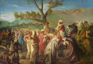 Caid visiting a Douar, 1849, (oil on canvas) Caid visiting a Douar, 1849, (oil on canvas)