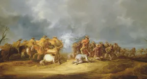 A Calvary Charge: mounted troops attacking a musket block (oil on canvas) A Calvary Charge: mounted troops attacking a musket block (oil on canvas)
