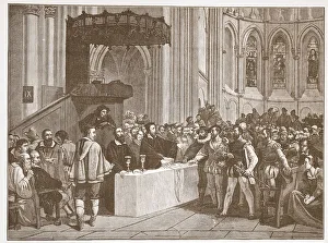 Calvin refusing the Lord's Supper to the Libertines, in St Calvin refusing the Lord's Supper to the Libertines, in St