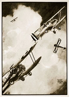 Transport,travellers & Immigrants Gallery: Camera-gun action, illustration from Flying Memories by John Hamilton, 1934 (litho)