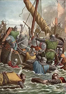 Campaign of Italy in 805: King Pepin of Italy (Carloman) attacks the Venitians in the islands of the lagoon"